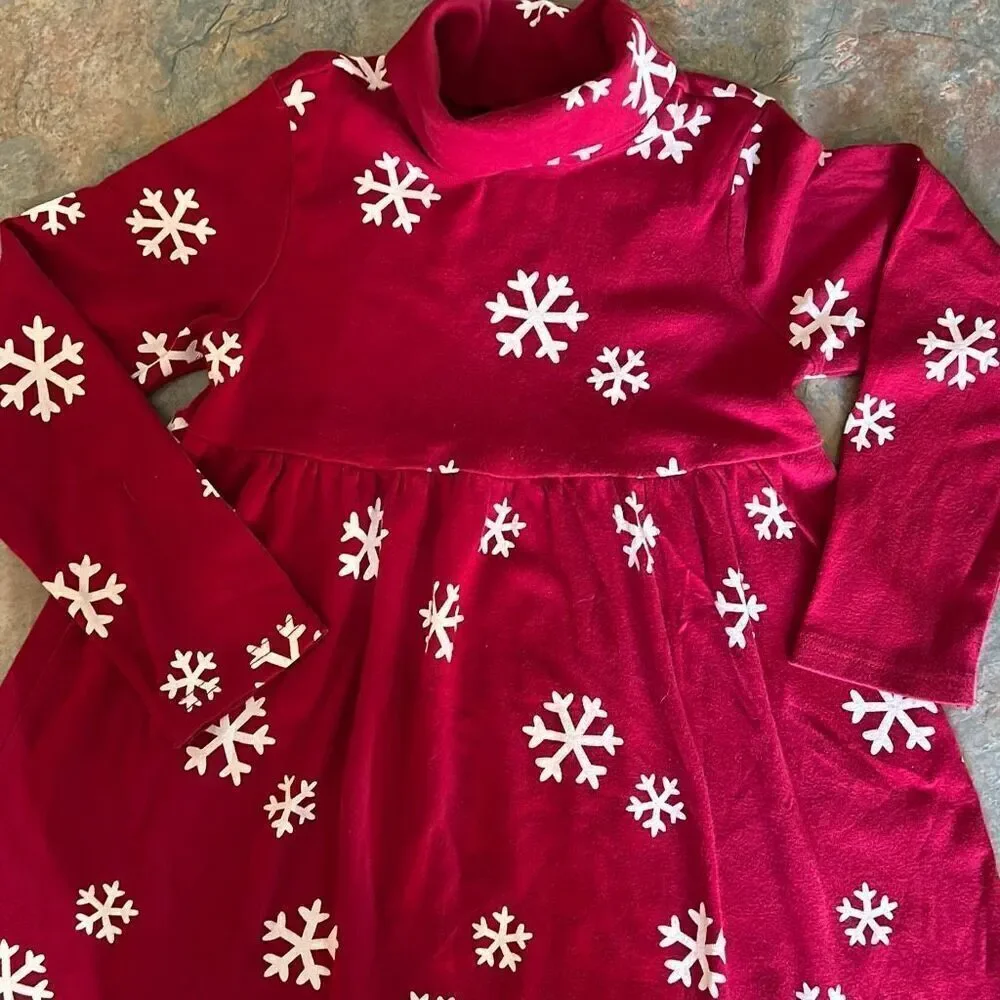 Gymboree Red Cotton Snowflake Holiday Dress Sz 6